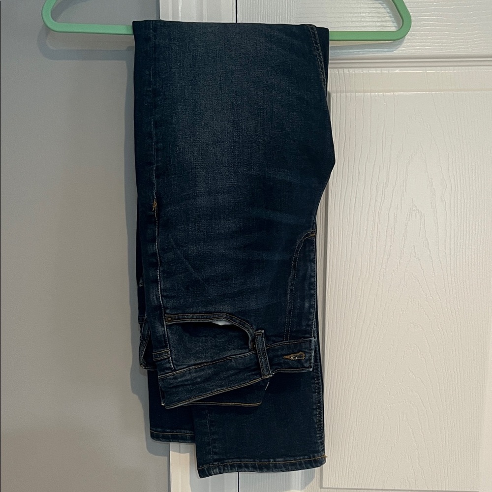 Sun + Stone women's dark blue straight leg jeans